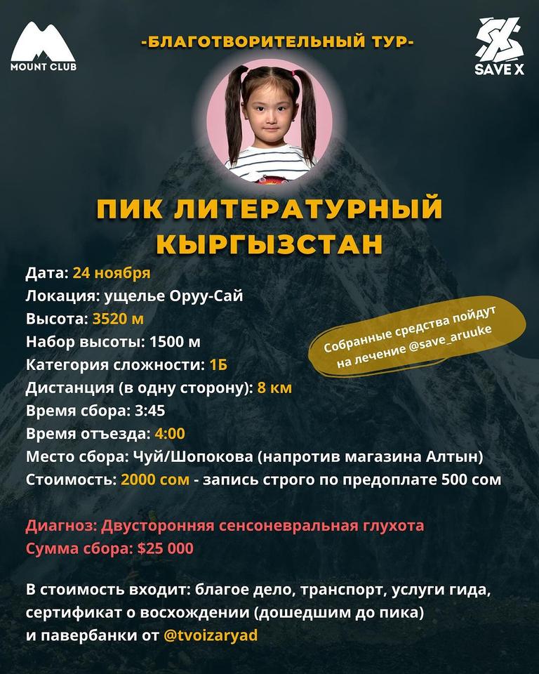 Благотворительное восхождение на пик Литературный Кыргызстан (3520м)